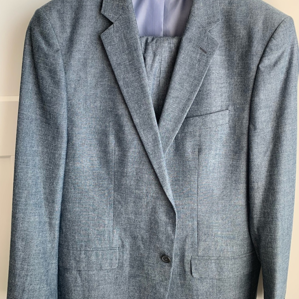 Men's linen blue suit 44R